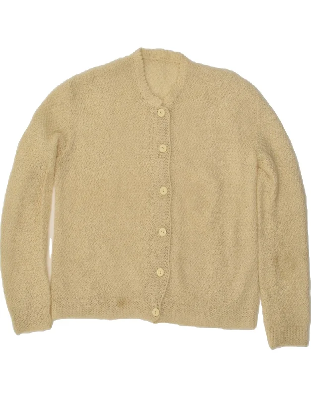 VINTAGE Womens Cardigan Sweater UK 14 Medium Beige Soft Cozy Warm