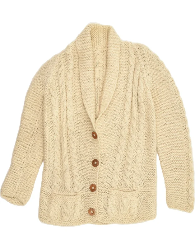 VINTAGE Womens Cardigan Sweater UK 14 Medium Off White Elegant Classic Vintage