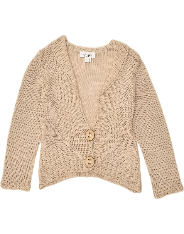 VINTAGE Womens Cardigan Sweater UK 8 Small Brown Polyacrylic Nylon Fabric Polyester Fabric Spandex Fabric VINTAGE Womens Cardigan Sweater UK 8 Small Brown Polyacrylic Nylon Fabric Polyester Fabric Spandex Fabric