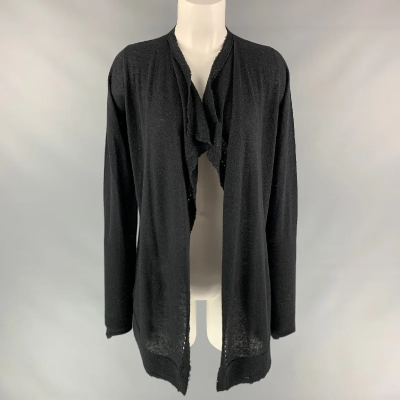 ZADIG & VOLTAIRE Size M Black Cashmere Daphnee Cardigan Real Fur Shearling Chenille