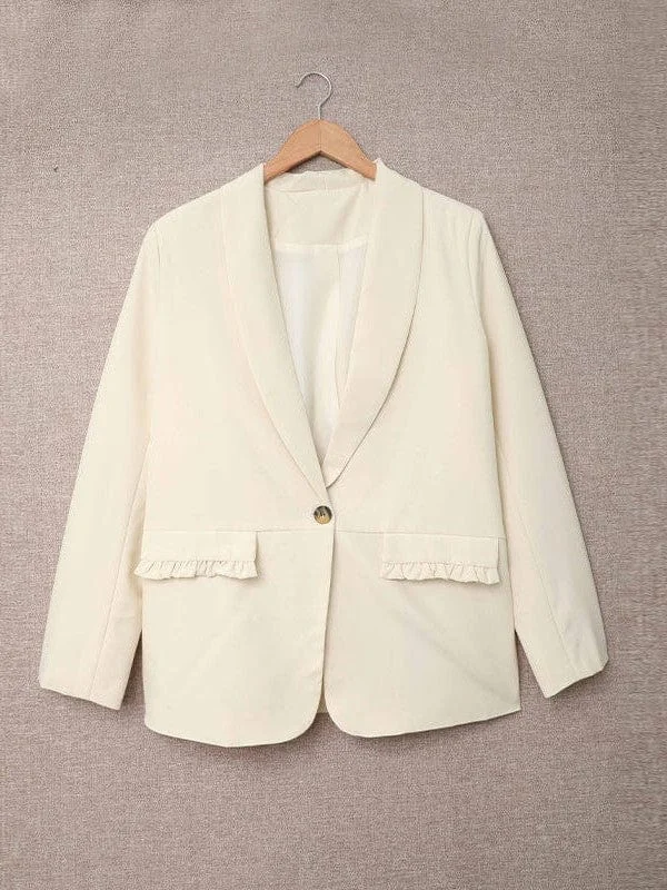 Basic Long Sleeve Blazer Women's Vintage Jacket