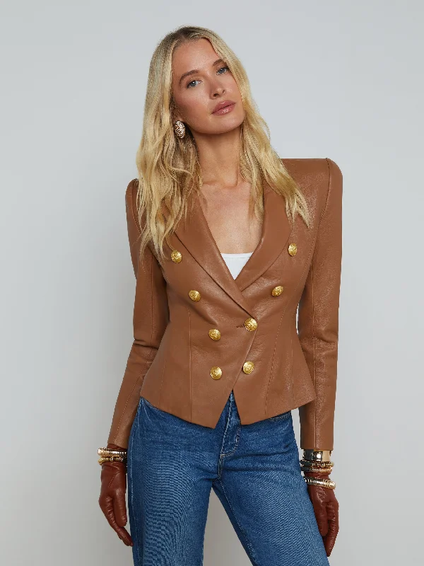 Bethany Leather Tapered Blazer Women's Solid Blazer