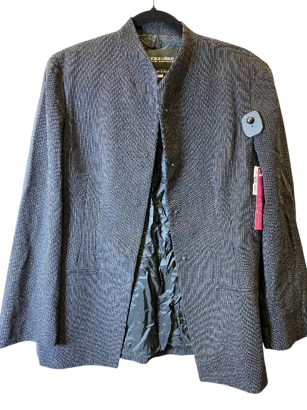 Blazer Designer By Giorgio Armani In Black, Size: M Women's Leather Blazer