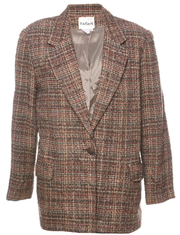 Brown Textured Blazer - M Women's Handmade Blazer