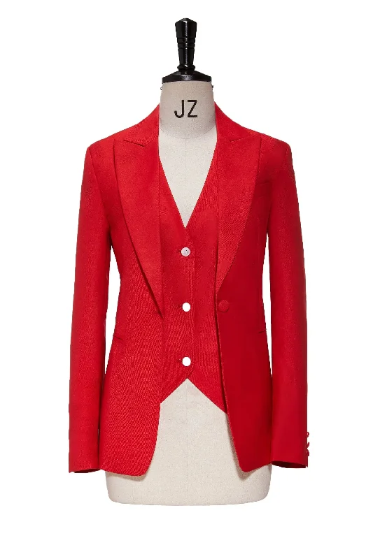 Business 2 Pieces Flat Peak Lapel Women Suit (Blazer+Vest) Women's Trendy Suit