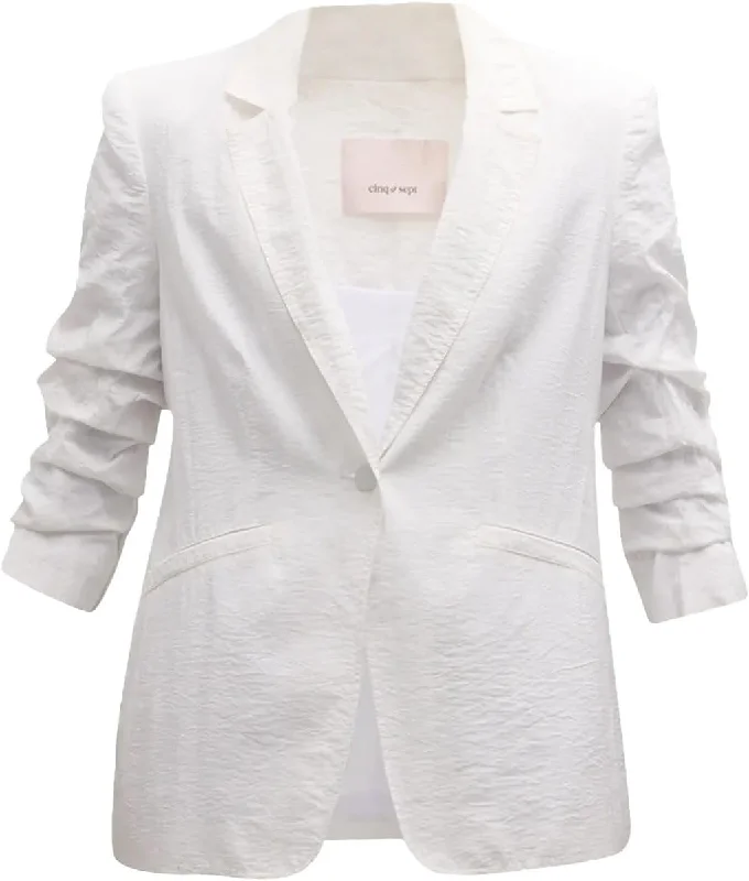 Cinq a Sept Women's Khloe Tumbled Woven Blazer, White Women's Classic Blazer