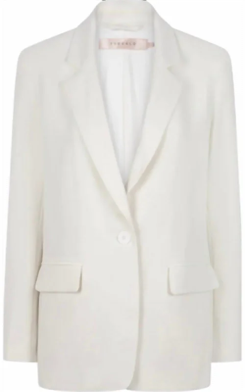 Classic Button Open Blazer In Off White Women's High-End Blazer