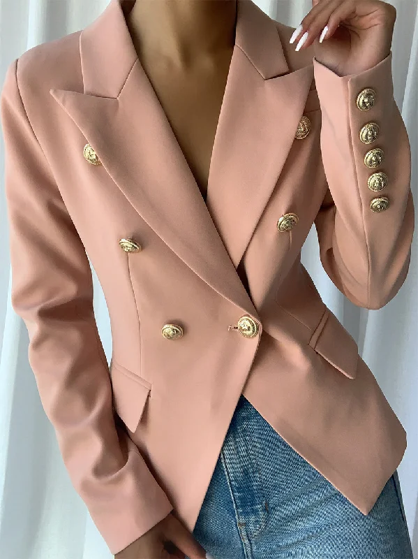 Double Breasted Blazer in Nude Winter Women's Blazer
