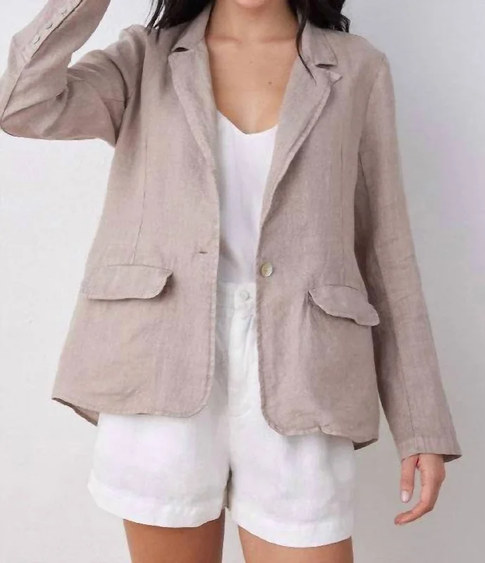 Easy Longline Blazer In Coastal Fog Women's Handmade Blazer