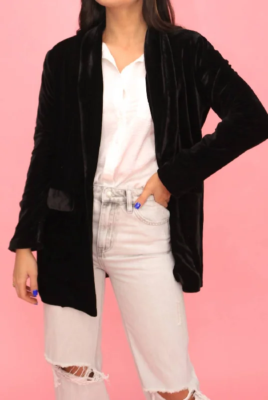 For The Record Women's Velvet Blazer In Black Women's Fashion Blazer