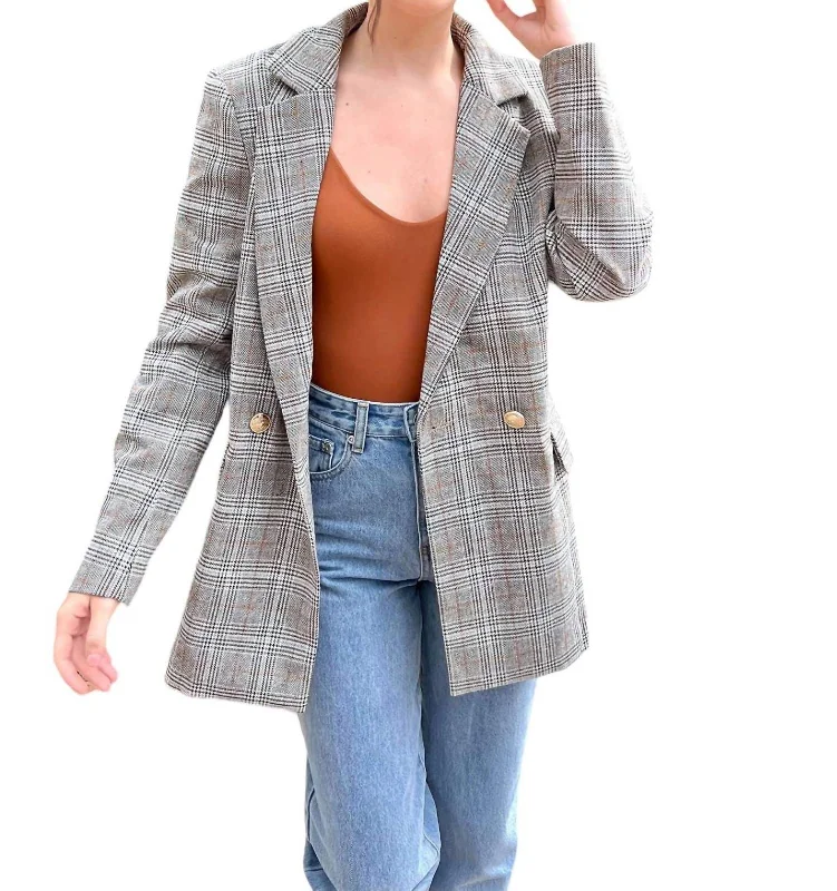 Go After It Blazer In Multi/plaid Women's Simple Jacket