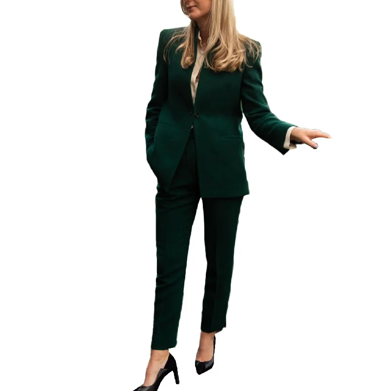 Green Women Pants Sets Leisure Office Lady Oversize Blazer Trousers Wedding Wear 2 Pieces Milan Custom Blazer