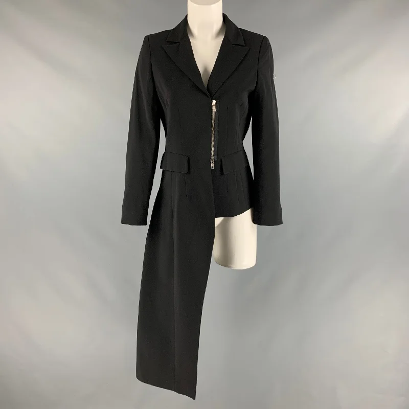 IVAN GRUNDAHL Size 4 Black Polyester Blend Asymmetrical  Blazer Women's Travel Jacket