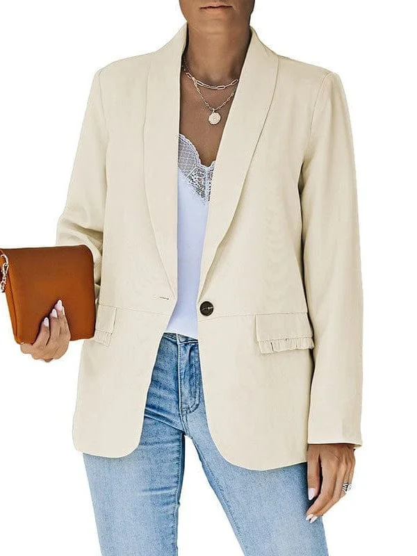 Notch Lapel Blazer with Single Button Women's Classic Blazer