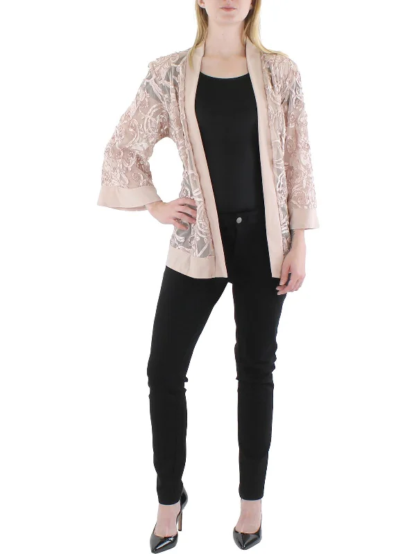 Plus Womens Mesh Soutache Duster Blazer Women's Trendy Jacket