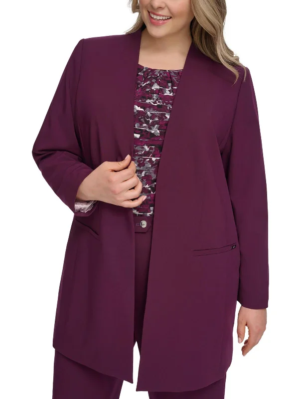 Plus    Womens Topper Business Open-Front Blazer Women's Trendy Blazer