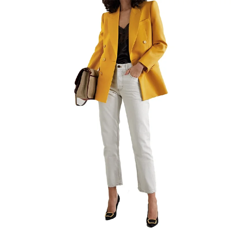 Women Blazer Coat Yellow Custom Made Tuxedos Evening Party Slim Formal Wear For Wedding One Piece Summer Women's Jacket