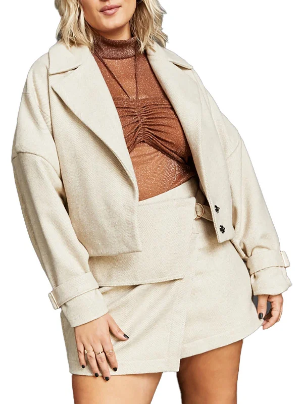 Womens Buckle Cropped One-Button Blazer Women's Unique Blazer