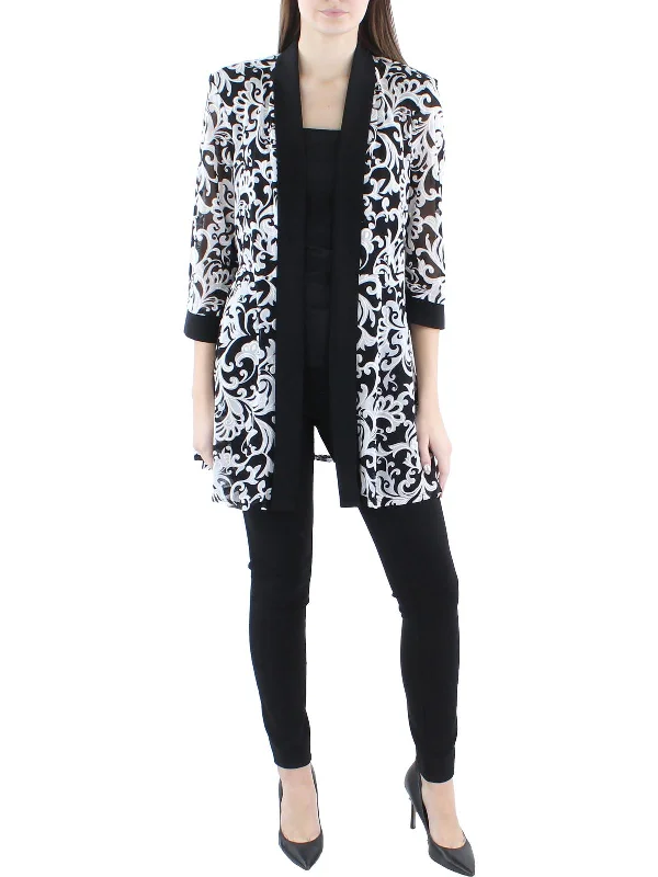 Womens Mesh Printed Duster Blazer Women's Classic Blazer