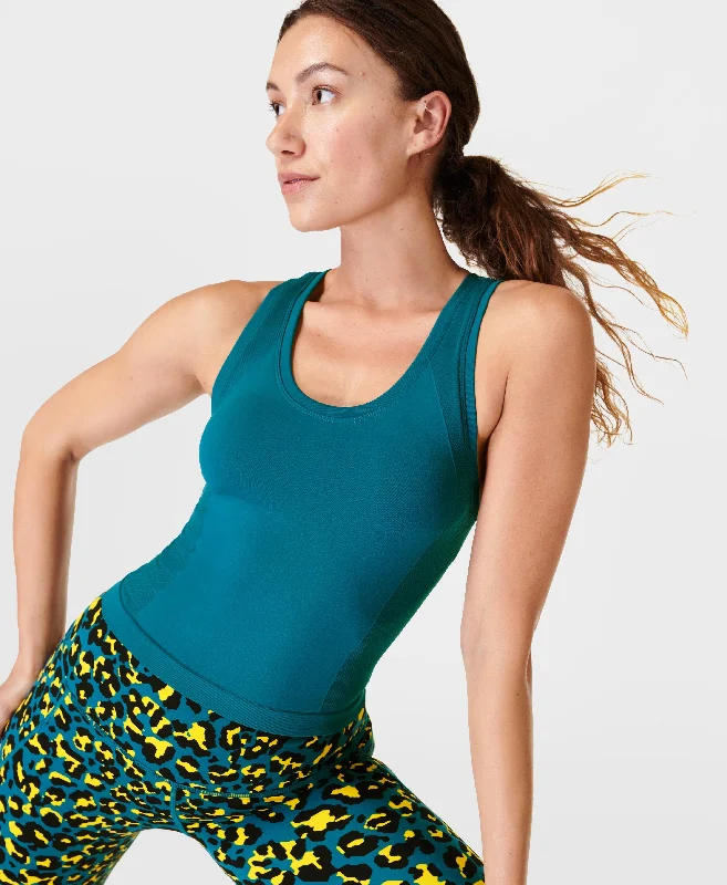 Athlete Seamless Workout Tank Sb6545 Cabin-Blue striped tank top