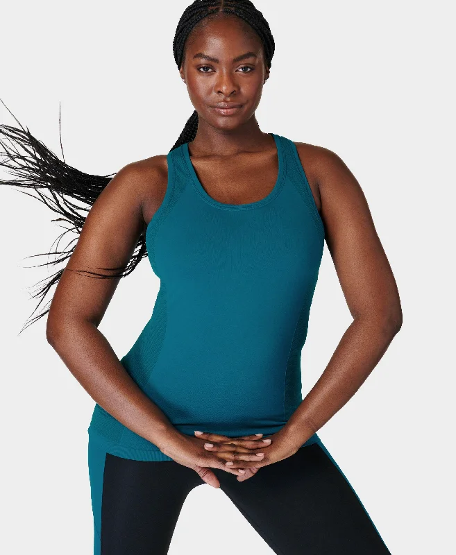 Athlete Seamless Workout Tank Sb6545 Reef-Teal-Blue v-neck tank top