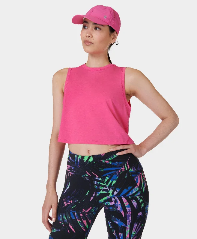 Breathe Easy Crop Muscle Tank Sb9083 Camellia-Pink fitted tank top