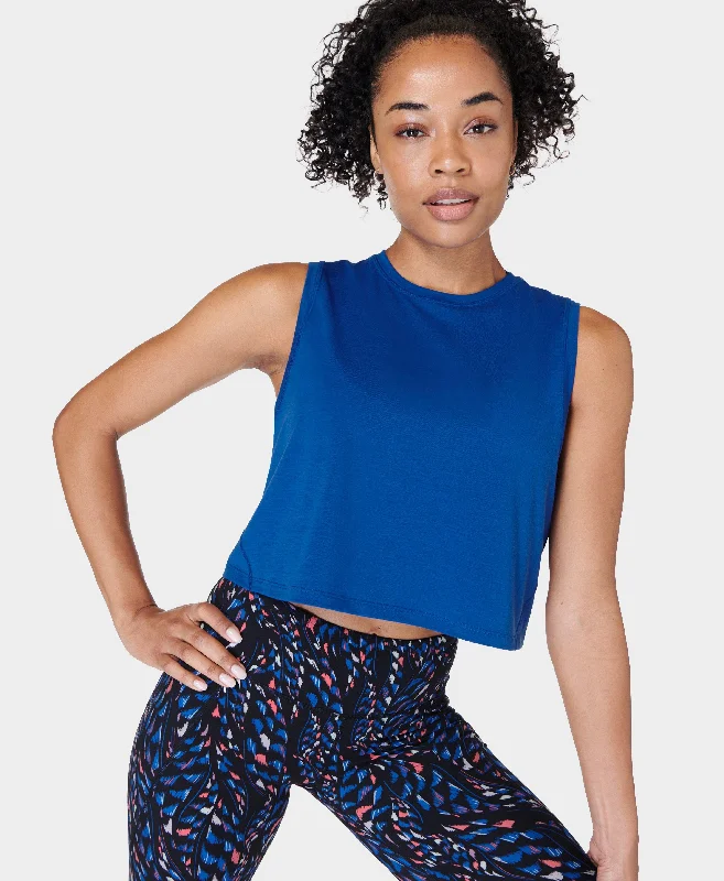 Breathe Easy Crop Muscle Tank Sb9083 Lightning-Blue fashionable tank top