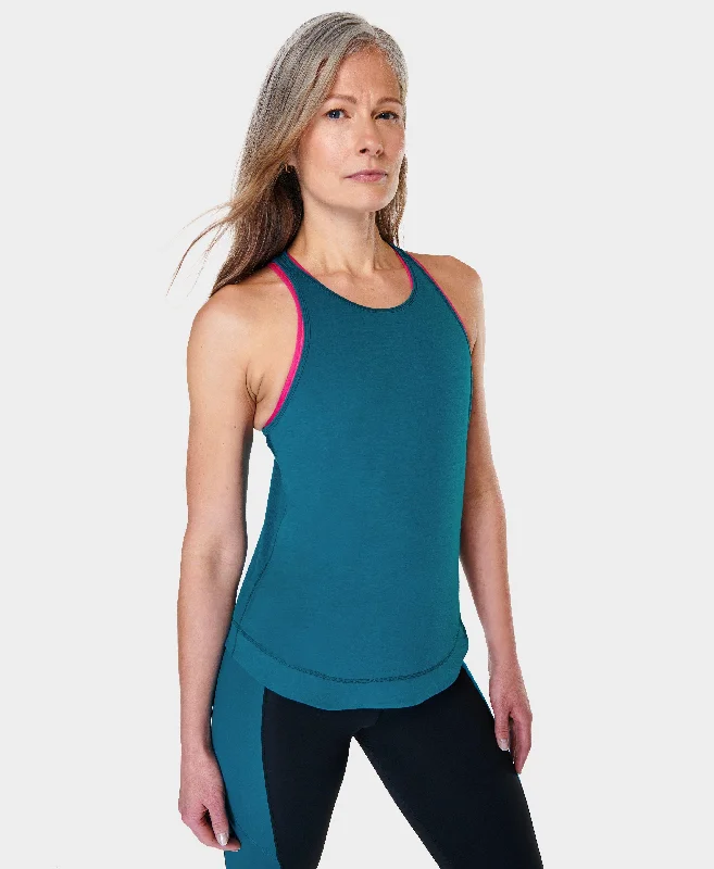 Breathe Easy Run Tank Top Sb9123 Reef-Teal-Blue cutout tank top