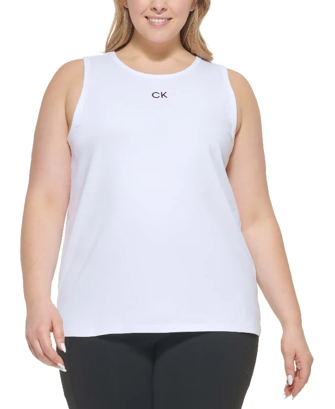 Calvin Klein Performance Plus Size Crewneck Tank Top mint tank top