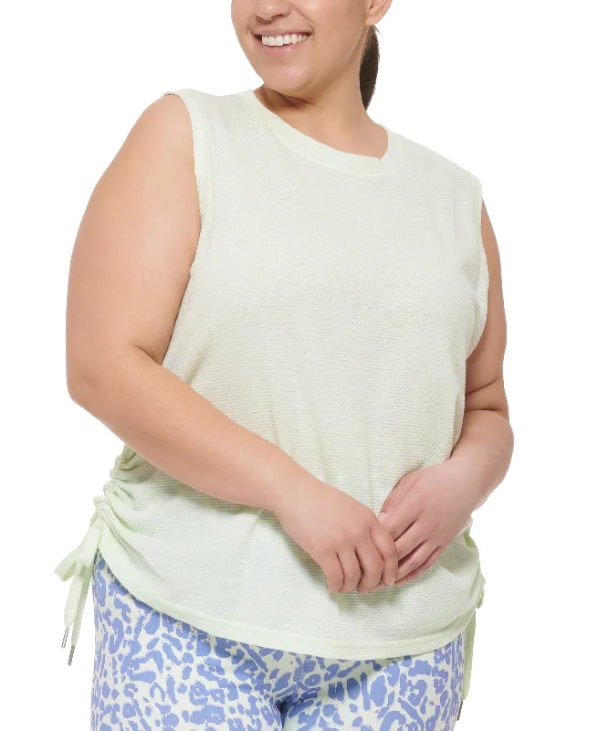 Calvin Klein Performance Plus Size Tie Hem Tank Top lime green tank