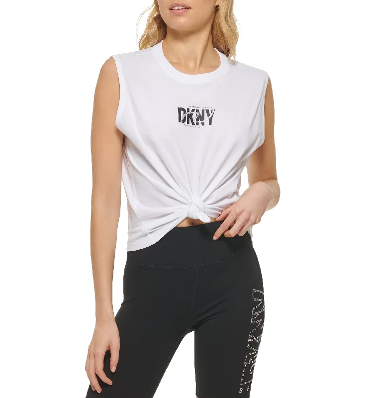 DKNY Sport Rhinestone Logo Boyfriend Tank Top activewear tank top