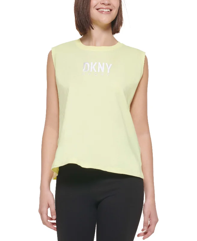 DKNY Sport Womens Cotton Embroidered Logo Muscle Tank Top chic tank top
