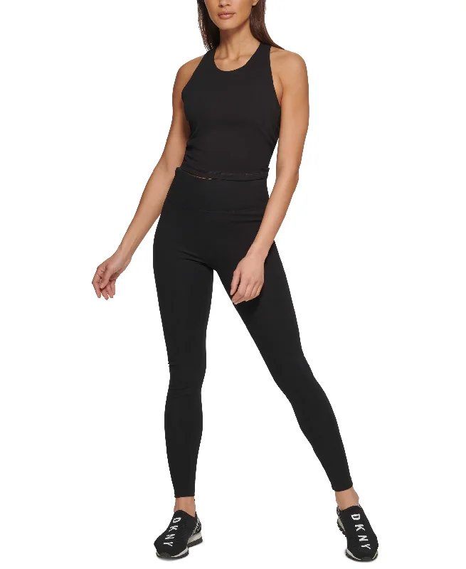 DKNY Sport Womens Metallic Logo Cropped Tank Top cute tank top