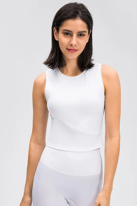 Elastic Cropped Sports Tank Top lace tank top