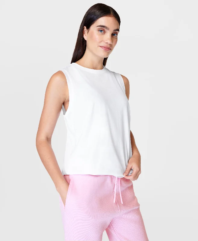 Essential Sleeveless Tank Sb9699 White lounge tank top