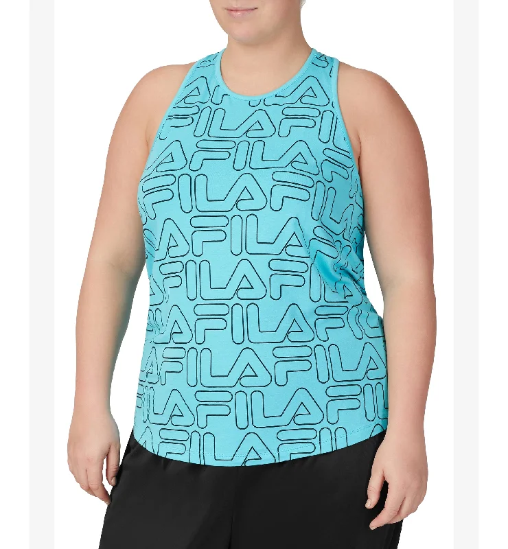 Fila Plus Size Logo Print Tank Top beige tank top