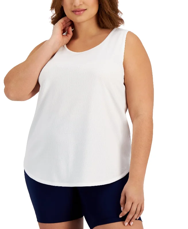 ID Ideology Plus Size Birdseye Mesh Tank Top grey tank top