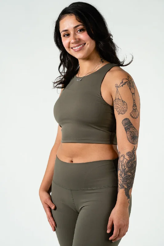 Illuminate High Neck Cropped Bra Tank basic tank top