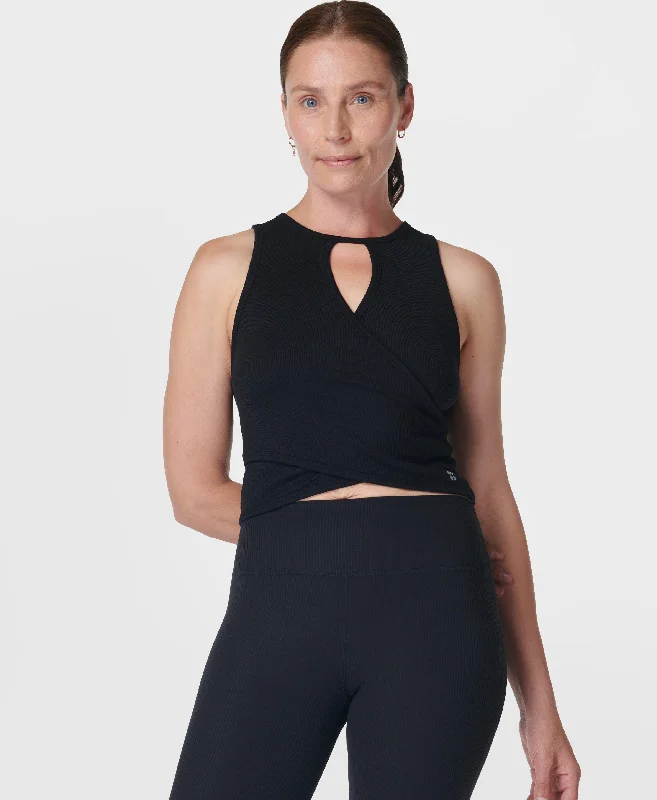 Mindful Seamless Wrap Tank Top Sb9788 Black coral tank top