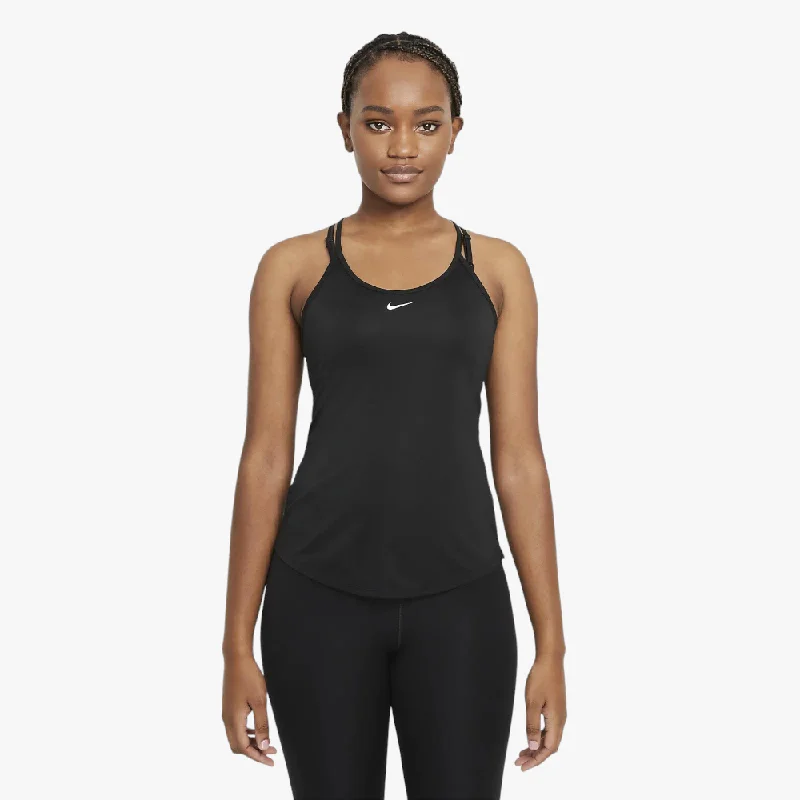 Nike Womens Dri-Fit One Elastika Standard Fit Tank Top Black solid color tank