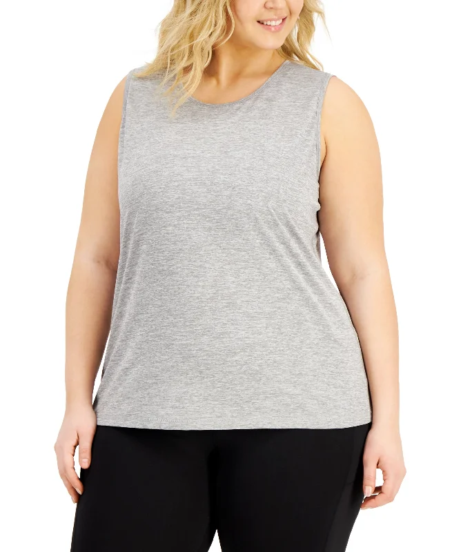 Plus Size Keyhole-Back Tank Top silver tank top
