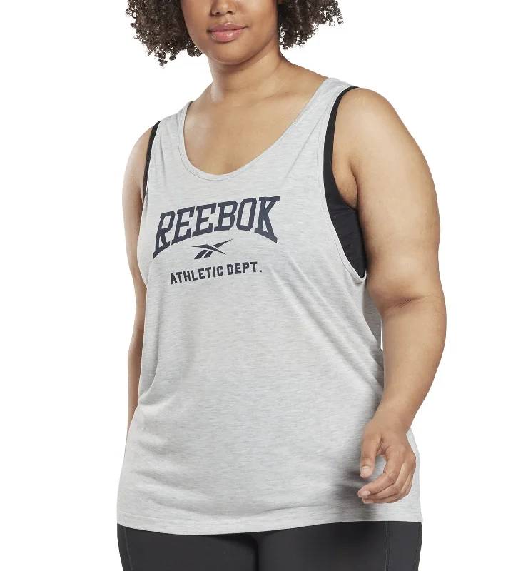 Reebok Plus Size Workout Ready Supremium Big Logo Tank Top navy tank top