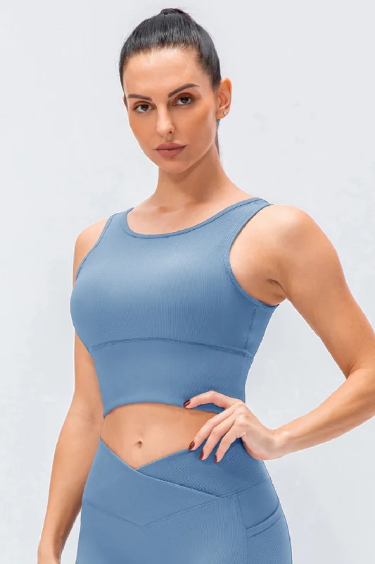 Reversible Ribbed Cropped Yoga Tank activewear tank top