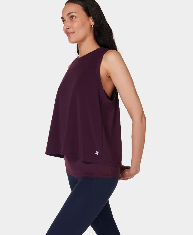 Soft Flow Double Up Bra Tank Sb9956 Midnight-Cherry-Purp cutout tank top