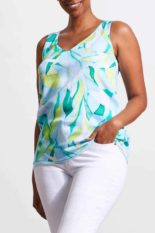 Tribal Reversible Woven Tank 7265O-1434-1778 Blue Sea sage tank top