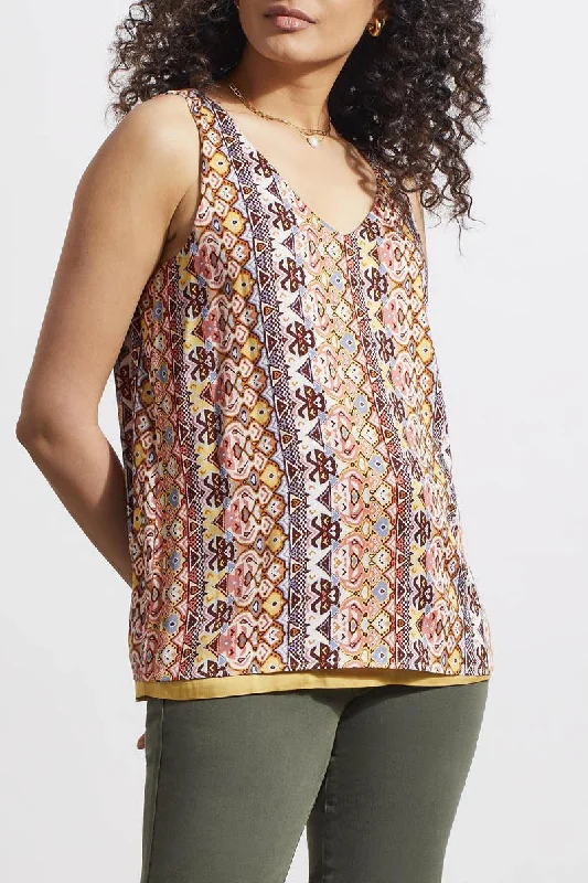 Tribal Reversible Woven Tank 7265O-1434-1916 Dijon cold shoulder tank