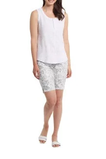 Tribal Tank Top w/Buttons 4855O-3474-0001 White chic tank top