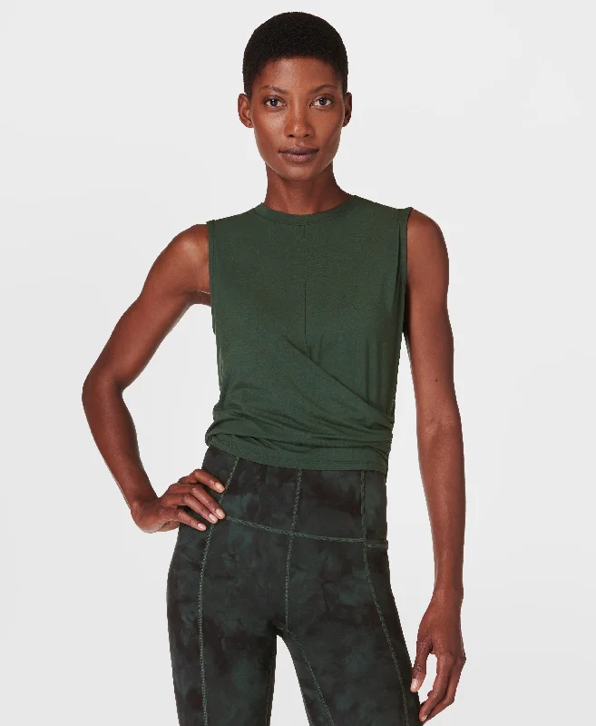 Wrap Front Tank Sb9921 Trek-Green silver tank top