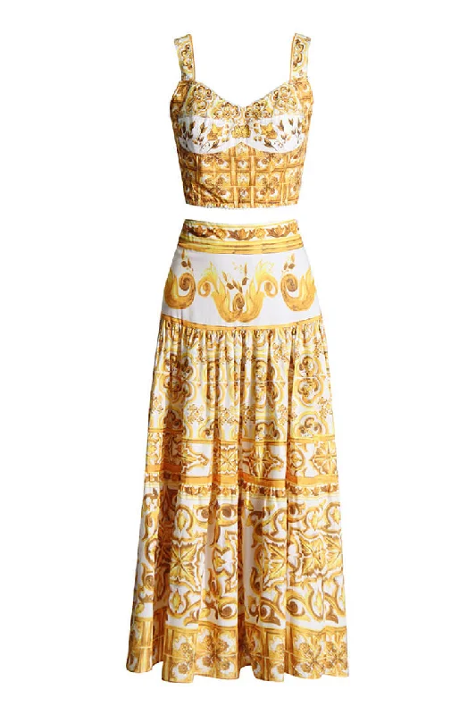 Luxury Baroque Print Crop Tank Top High Rise Tiered Two Piece Maxi Dress relaxed fit tank Luxury Baroque Print Crop Tank Top High Rise Tiered Two Piece Maxi Dress relaxed fit tank