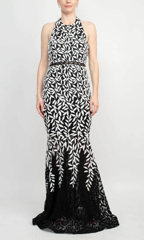 Alberto Makali 185600 - Halter Leaf Embroidered Evening Gown